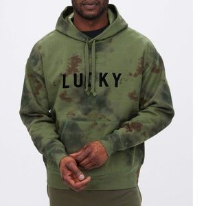 Lucky Brand Mens Hoodie Limited Edition Cloud Wash Tie Dye Olive Green